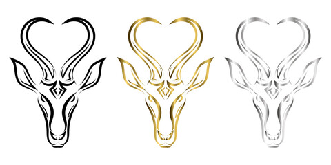 Line art vector of springbok head. Suitable for use as decoration or logo.Line art vector of springbok head. Suitable for use as decoration or logo. - obrazy, fototapety, plakaty
