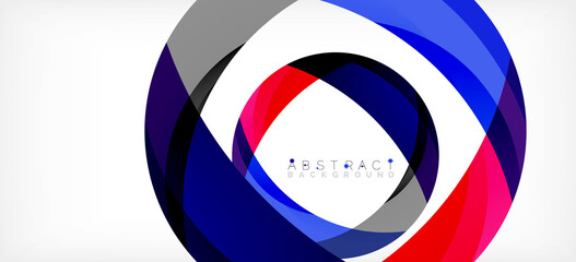 Geometric abstract background. Circle created with overlapping color shapes. Vector Illustration For Wallpaper, Banner, Background, Landing Page