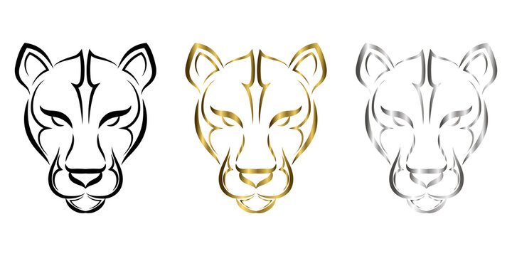 line art of cougar head. Good use for symbol, mascot, icon, avatar, tattoo, T Shirt design, logo or any design you want.