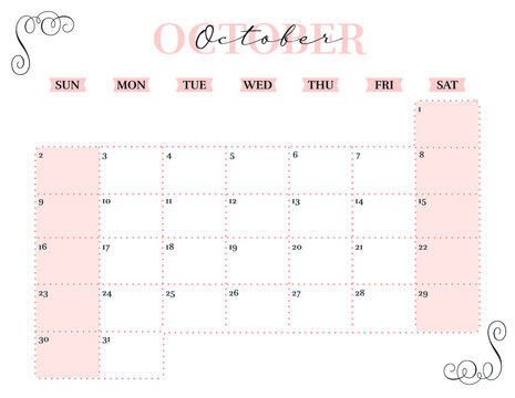 October Elegant 2022 Monthly Calendar Planner Printable
