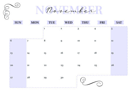 November Elegant 2022 Monthly Calendar Planner Printable