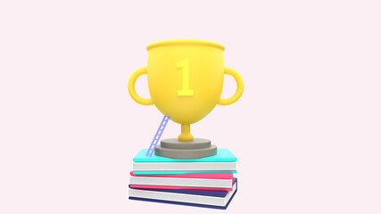 3d rendered illustration of a cup and a book neatly arranged on a background