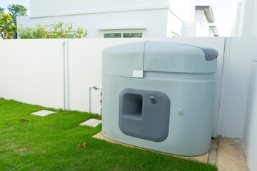 Water storage tank container outside the house