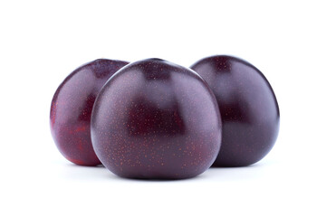 Plum red black Fruit white background isolated