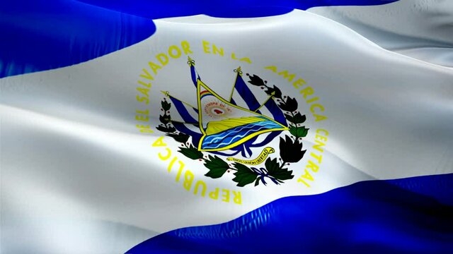 Salvadorian flag. 3d El Salvador sign waving video. Flag of El Salvador holiday seamless loop animation. Salvadorian flag silk HD resolution Background. El Salvador flag Closeup 1080p HD video for Ind