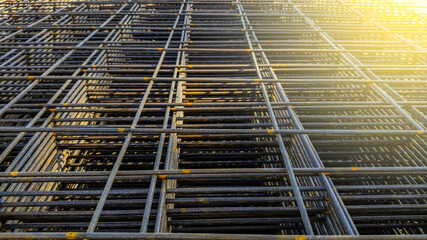 Steel wire mesh use for reinforcement concrete floor of construction building site, Welded of metal...