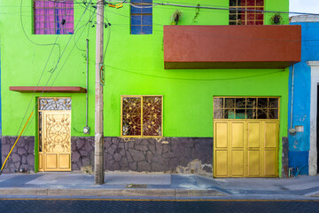 Colorful colonial Guadalajara houses and streets in historic city center Centro Historico near...