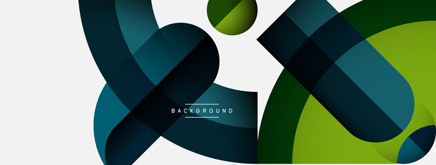 Fototapeta premium Geometric abstract background. Round shapes, circles, lines composition for wallpaper banner background or landing page