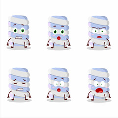 Character cartoon of blue marshmallow twist with scared expression