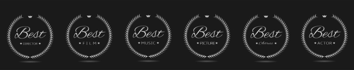 Best film Silver laurel wreath label set