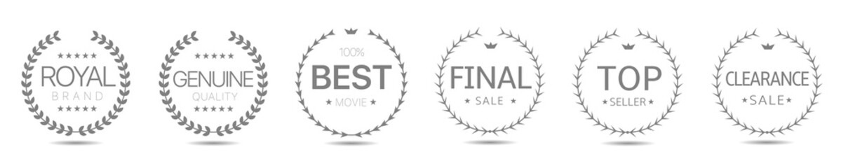 Genuine quality laurel wreath label set