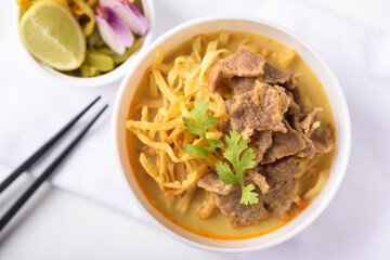 Khao Soi, Northern Thai food Red curry with coconut milk