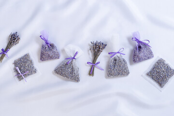 Lavender sachets home and wardrobe fragrance freshener, natural anti-repellent, transparent package...