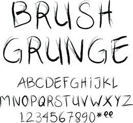 Grunge brush stroke alphabet hand drawn