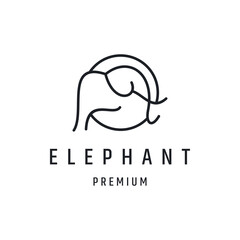 Elephant logo linear style icon on white backround