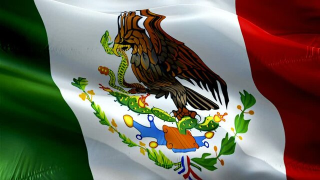 Mexico flag video. National 3d Mexican Flag Slow Motion video. Mexico tourism Flag Blowing Close Up. Mexican Flags Motion Loop HD resolution Background Closeup 1080p Full HD video flags waving in wind