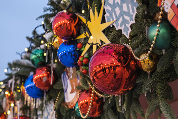 Naklejka premium Christmas decoration in Moscow. The preparations for the New Year Eve