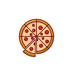 Pizza cartoon style icon illustration