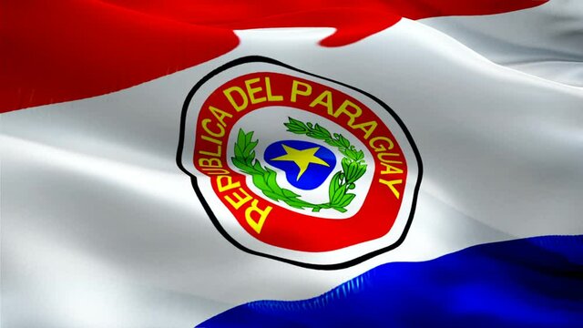 Paraguayan flag. 3d Paraguay sign waving video. Flag of Paraguay seamless loop animation. Paraguayan flag silk HD resolution Background. Paraguay flag Closeup 1080p HD video for Independence Day,Victo