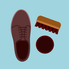 Shoe brush cleaning concept vector illustration. Shoe polish.