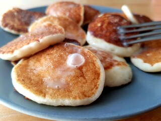 Breakfast pancakes with condensed milk