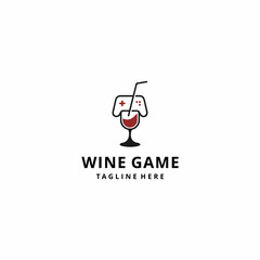 wine glass logo illustration with Game