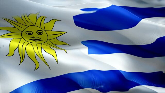 Uruguayan flag. 3d Uruguay sign waving video. Flag of Uruguay seamless loop animation. Uruguayan flag silk HD resolution Background. Uruguay flag Closeup 1080p HD video for Independence Day,Victory da