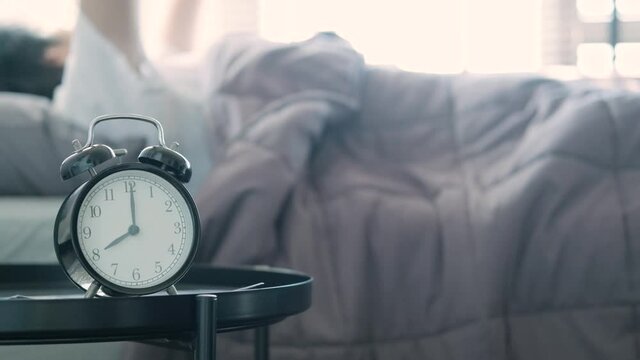 It's 8:00 AM. Hurry up, get out of bed to go to work.
In the morning when the sunlight shines through the window