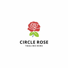 Abstract red rose flower icon silhouette vector illustration