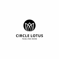 Illustration of lotus flower inside circle abstract design vector Lotus SPA Icon Cosmetics Hotel Garden and Beauty salon