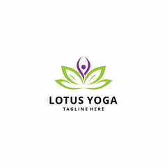 Fototapeta na wymiar human meditation yoga logo in lotus flower vector illustration