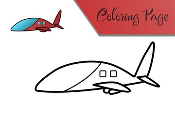 Obraz premium Cute airplane coloring page vector illustration