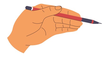 Hand with pencil, writing or drawing with pen