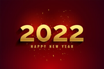 2022 happy new year golden text greeting design