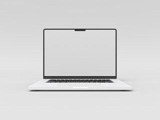 Macbook pro 2021 New and Latest Laptop 2022 for mockup and responsive website. 2022 macbook with blank screen on white background. 3D Rendered Illustration. Brand new laptop computer. new version mac.