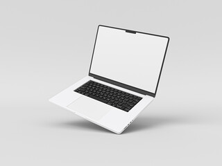 Macbook pro 2021 New and Latest Laptop 2022 for mockup and responsive website. 2022 macbook with blank screen on white background. 3D Rendered Illustration. Brand new laptop computer. new version mac. - obrazy, fototapety, plakaty
