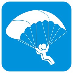 parachute people Paratrooper or Parachutist Free-falling and Descending with Parachute Vector white Illustration on blue background, button