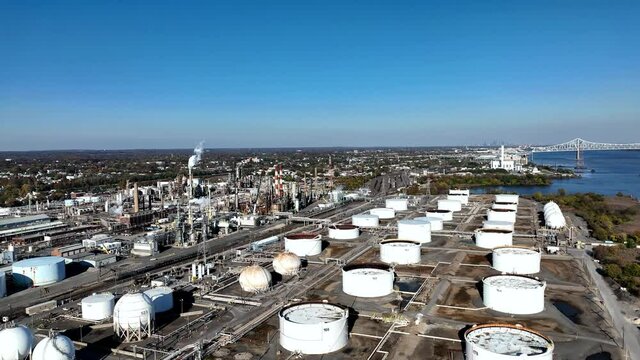 Aerial View of a Riverfront Refinery Marcus Hook Pennsylvania
