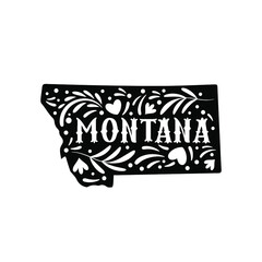 Montana state map with doodle decorative ornaments. For printing on souvenirs and T-shirts