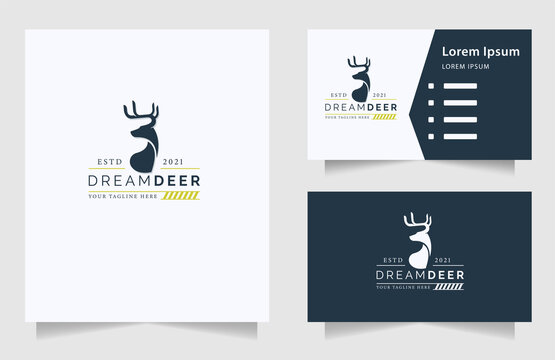 Deer head Design Element in Vintage Style for Logotype, Label, Badge, T-shirts and other design. Hunting club Retro vector illustration.