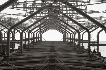 An antenna of an old Soviet over-the-horizon radar station called 