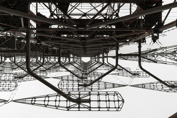 An antenna of an old Soviet over-the-horizon radar station called 