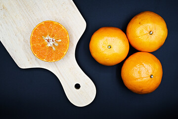 orange on wooden background