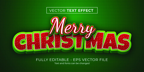 Merry christmas text effect - obrazy, fototapety, plakaty
