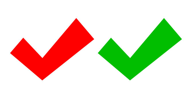 Red and green check marks. Vector icons that can be used for success or approval.