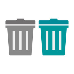 Flat Design trash icon set. vector.