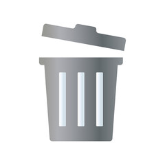 Metallic open trash icon. vector.
