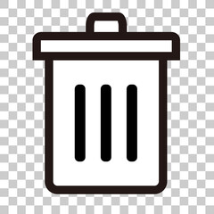 Simple trash can icon. Background transparent vector.