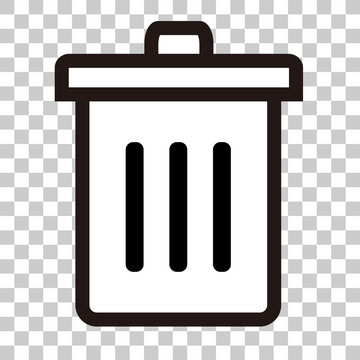 Simple trash can icon. Background transparent vector.