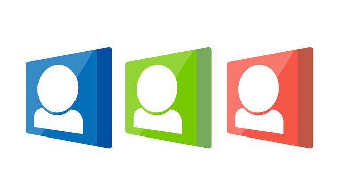 Set of three-dimensional user icons. Colorful vector.